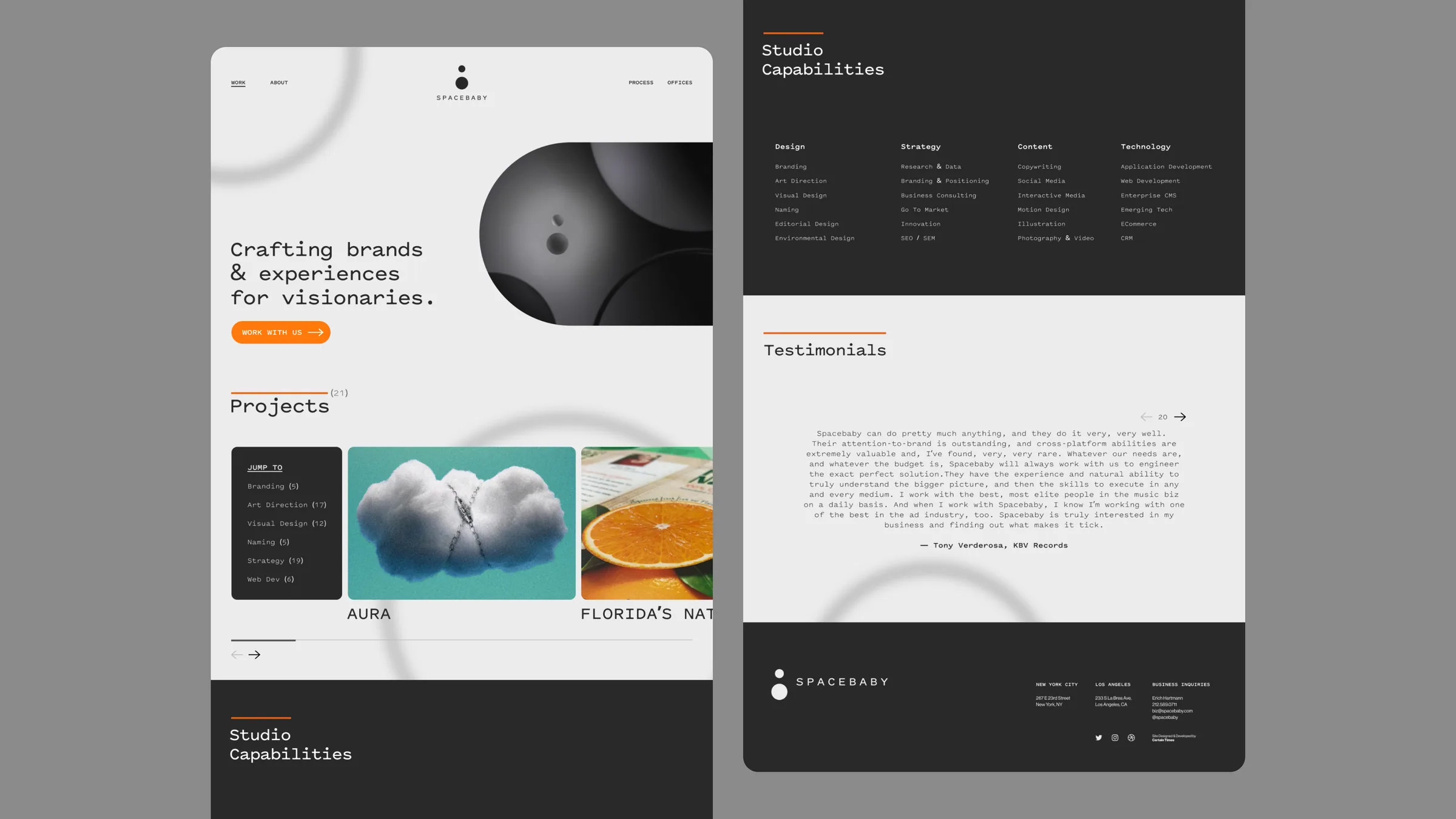 Spacebaby website wireframes